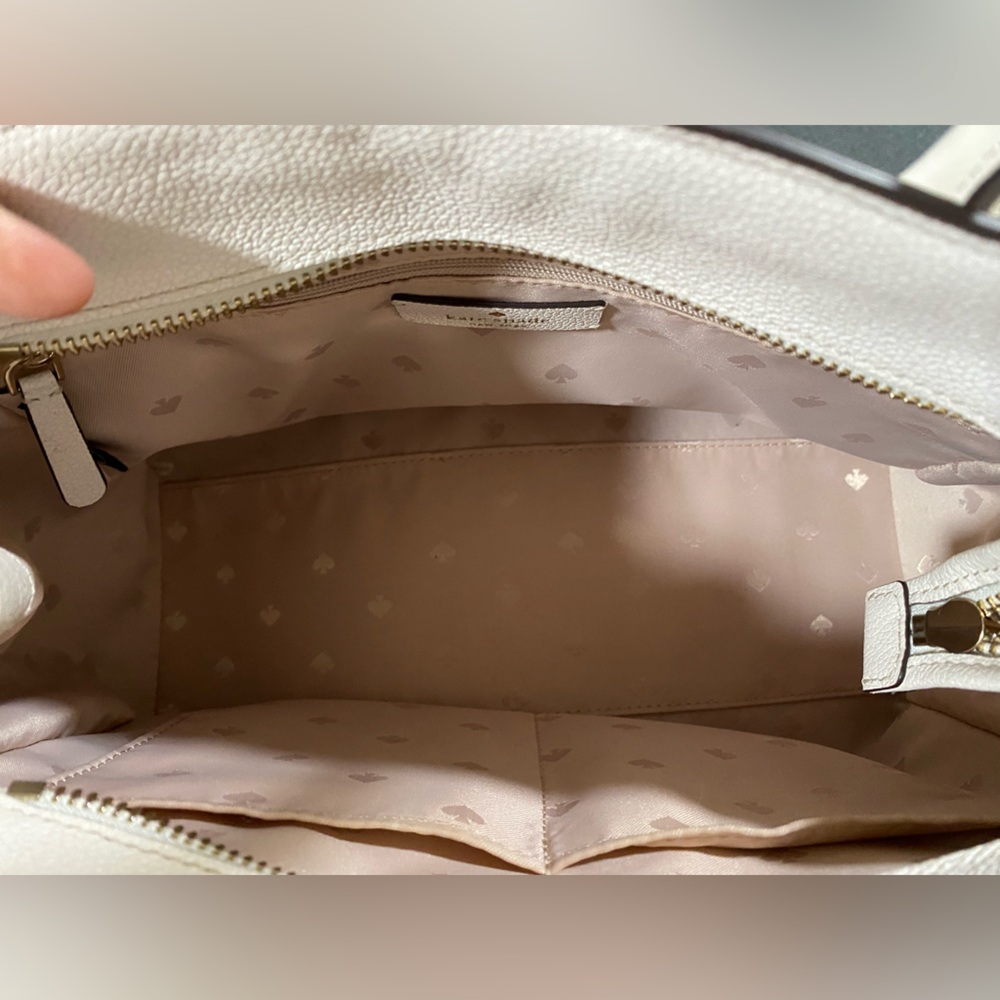 Kate Spade ♠️ Lucia Medium Crossbody Leather Satchel in Parchment (White) - Picture 11 of 17